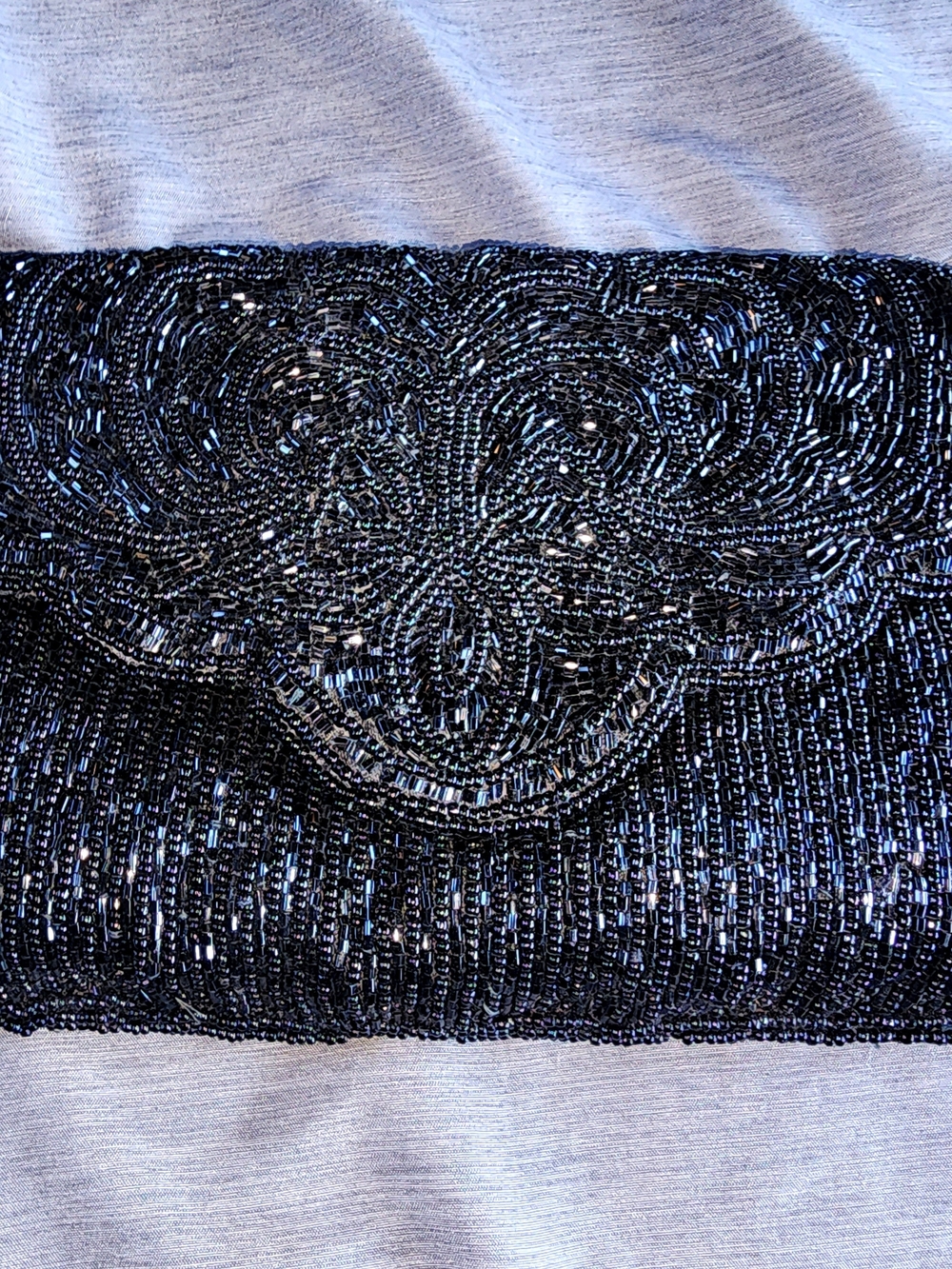 vintage 90s Partners by Mervyn's black beaded evening clutch bag
